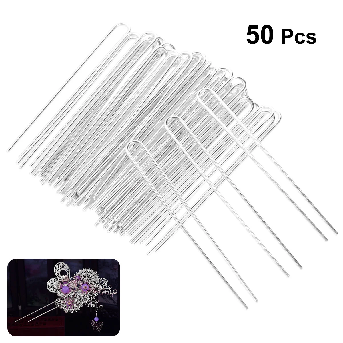 

50pcs Hair Fork U Shape Metal Headwear Hairpins Hair Clip for Girls Lady