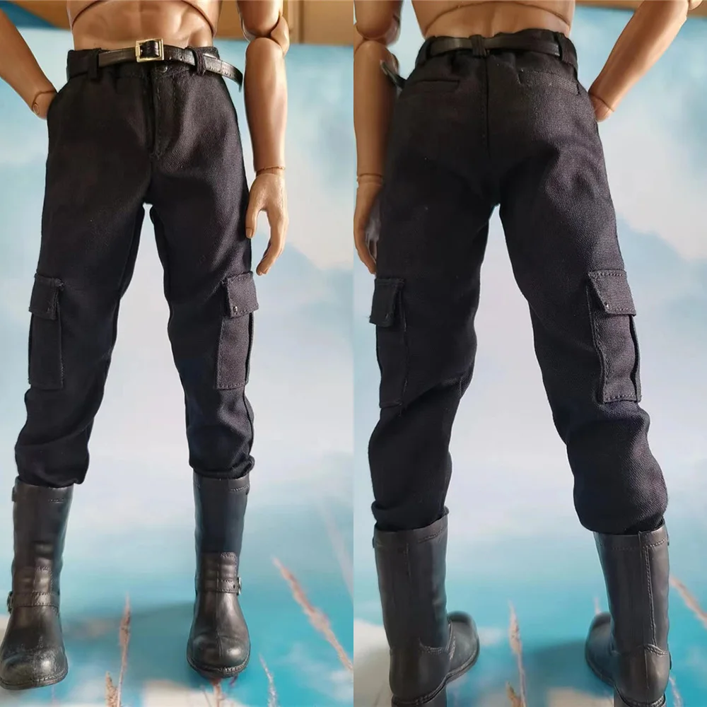 

In Stock 1/6 Scale Men's Casual Straight Trousers Slim Combat Pants Battle Boots for 12 Inches Male Soldier Action Figure Model