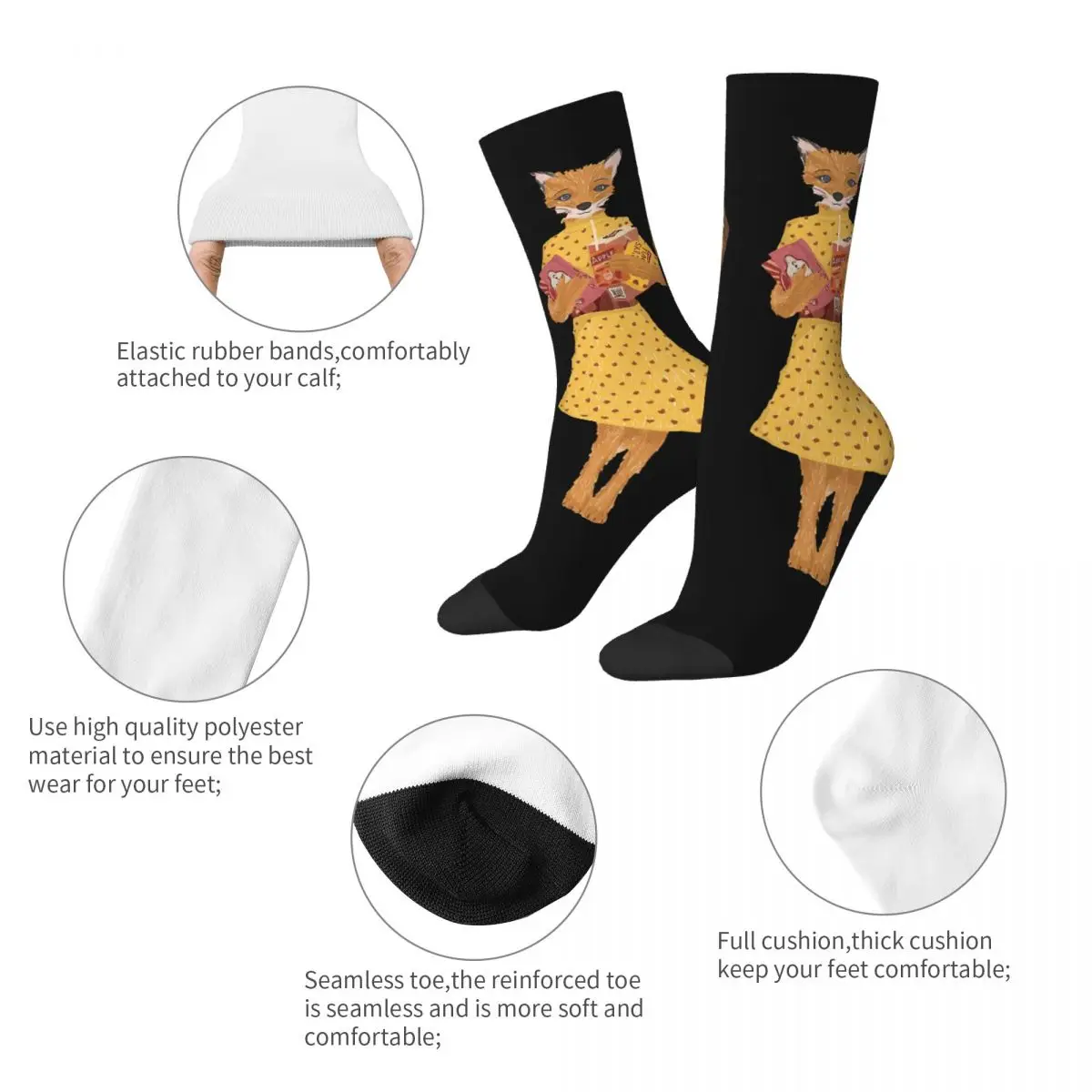 Забавные счастливые мужские носки чтение и съедать в стиле ретро Харадзюку