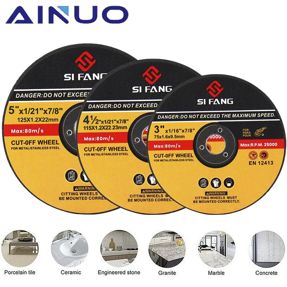 75/115/125mm Resin Cutting Disc Cut Off Wheel Angle Grinder Disc Cutter for Metal Stainless Steel Cutting