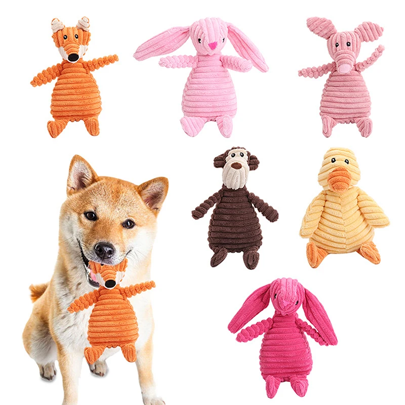 

Corduroy Dog Toys for Small Large Dogs Animal Shape Plush Pet Puppy Squeaky Chew Bite Resistant Toy Pets Accessories Supplies