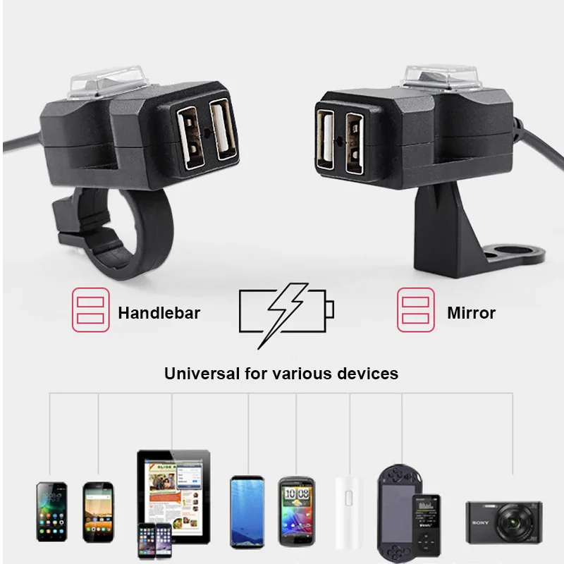 Водонепроницаемое Зарядное устройство USB для мотоцикла адаптер зарядки с