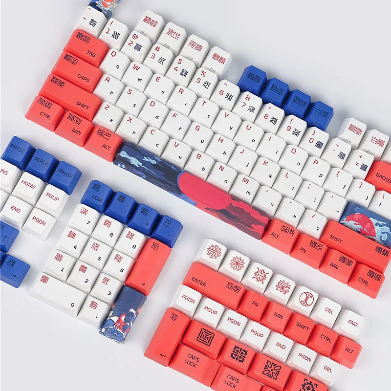 

Колпачки для клавиш PBT Red Koi, OEM, профиль, сублимация, персонализированные японские колпачки для клавиш Cherry MX, механические клавиатуры