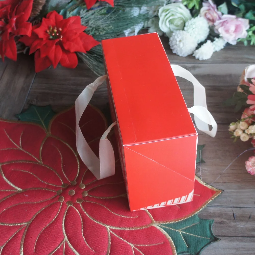 Рождественский красный чемодан с Санта-Клаусом 10 шт. бумажная коробка ручкой