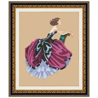 fairy lady on chair cross stitch kit cotton silk thread 18ct 14ct 11ct linen flaxen canvas embroidery diy needlework