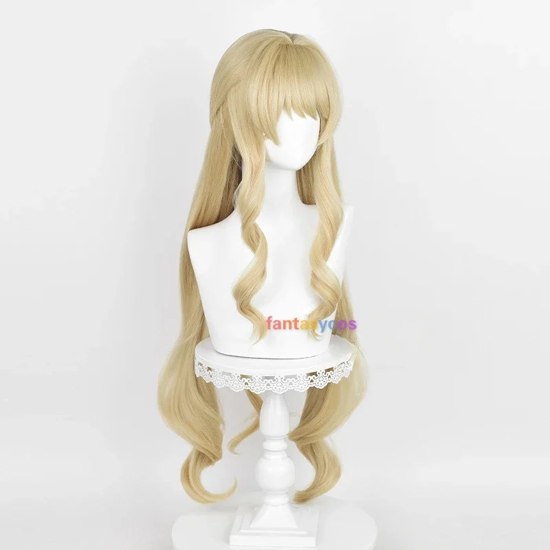 Парик для косплея Genshin Impact волнистый Фонтейн Navia длиной 95 см вьющийся льняной