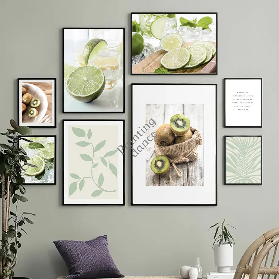 

Зеленые фрукты киви лимон авокадо листья цитаты скандинавские постеры и принты Картина на холсте настенное искусство картины гостиная домашний декор