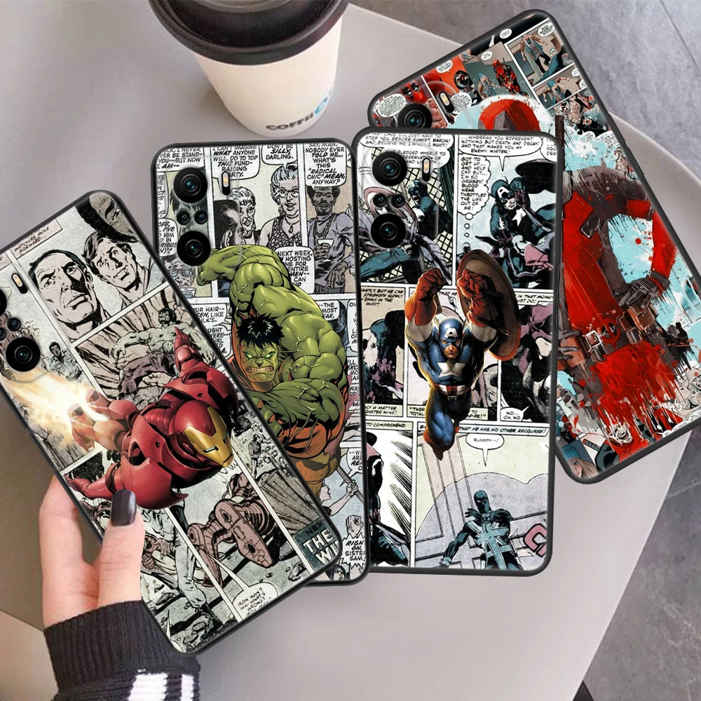 

Marvel Avengers comics Art Phone Case For Xiaomi Redmi Note 12 11E 11S 11 11T 10 10S 9 9T 9S 8 8T Pro Plus 5G 7 5 Black