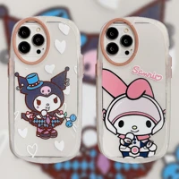 sanrio kuromi melody phone chubby case for iphone 13 12 11 pro xs max xr x 8 7 6s plus se transparent cartoon cover