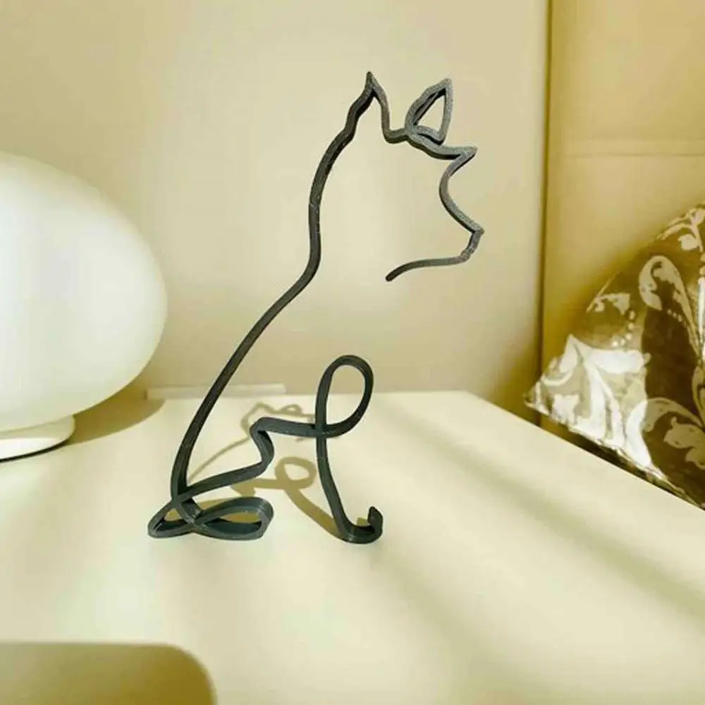 

Dog Art Sculpture Modern Minimalist Dog Metal Ornaments Figurines Black Lines Dog Animals Miniatures Home Decoration Crafts