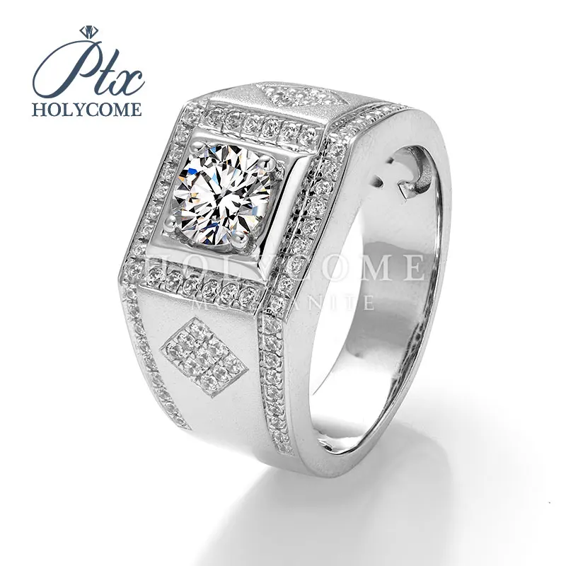

Free GRA Men Ring 6.5MM 925 Silver Round H&A Cut VVS1 DEF Round Moissanite Diamond Mens Wedding Rings Серьги кольцо браслет