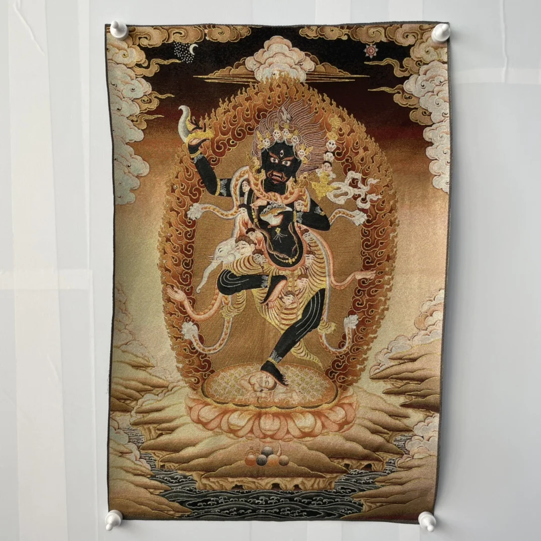 

35"Thangka Embroidery Tibetan Buddhism silk brocade DAKINI Naro Khechari Vajra Buddha Thangka hanging screen Worship Hall