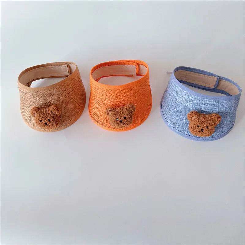 HAYANA 2022 Summer New Kids Cap Baby Accessories Sun Protection Straw Hat Foldable Shade Bear Hat