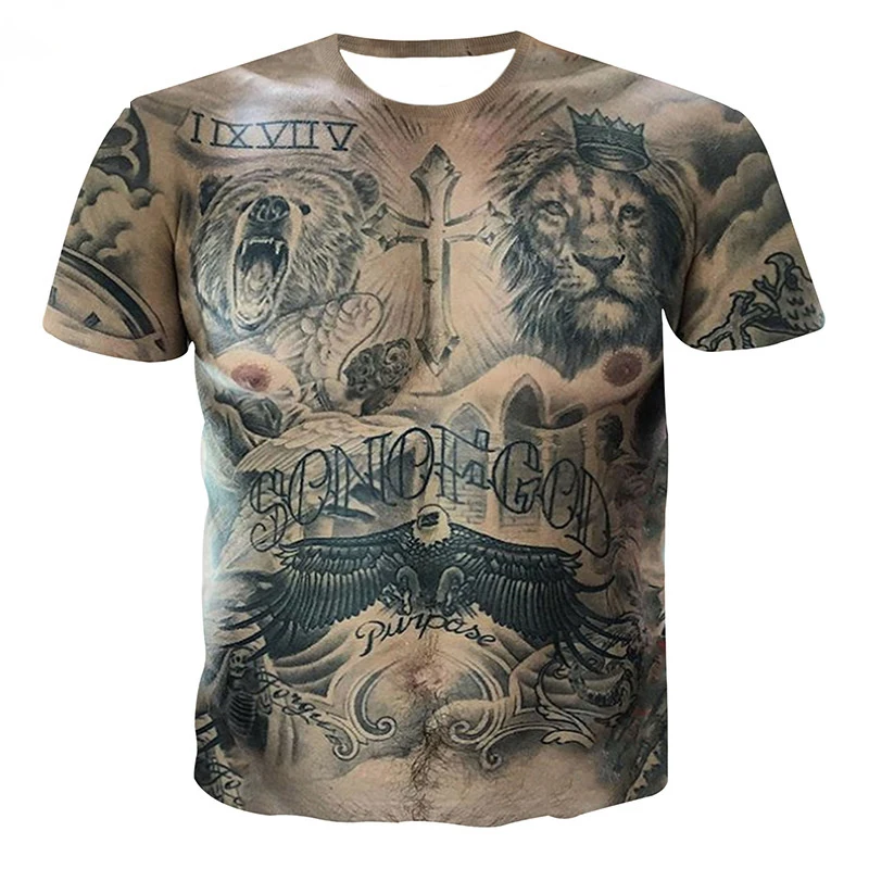 

2021 Summer New 3D Printing Men Short Sleeve T-Shirt Cool String Fashion Breathable Wash Away Loose Fashion Family T-Shirts