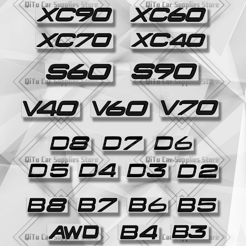 

Цинковый сплав для Volvo XC60 XC40 XC90 S60 S90 V40 V60 D5 D4 D3 D6 B5 буквенный значок для кузова автомобиля Багажник крыло клейкая 3D наклейка