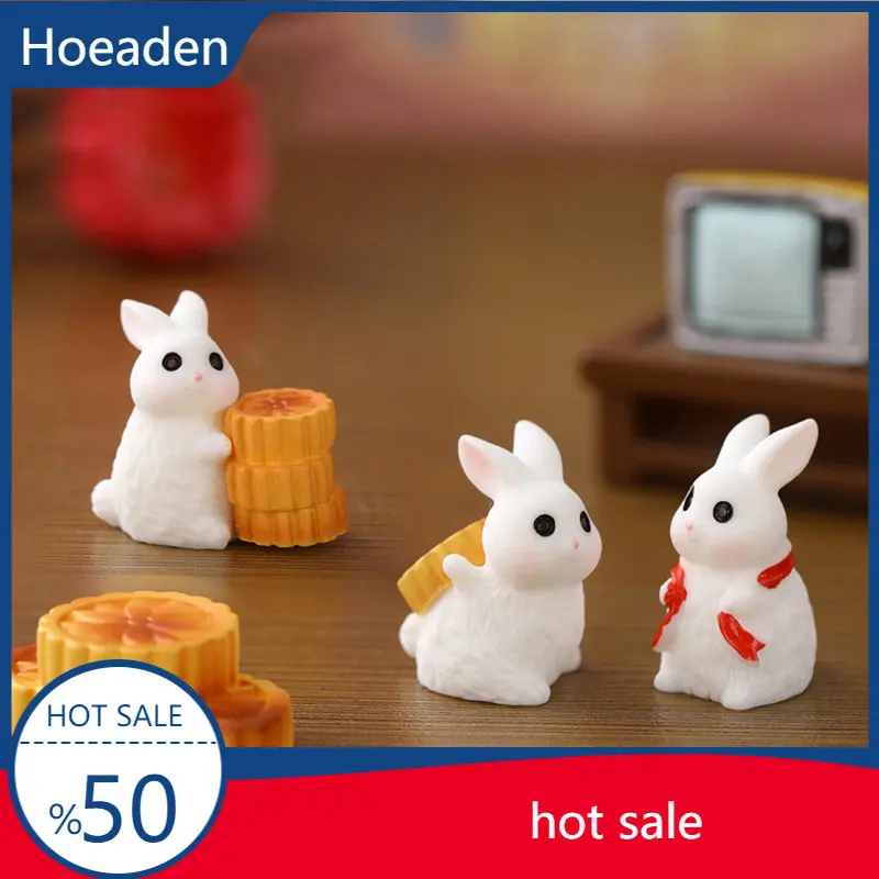 

1Pc Cartoon Cute Mid Autumn Festival Series Rabbits Micro Landscape DIY Resin Decoration Desktop Home Ornaments