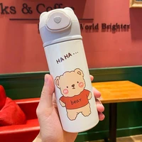 kawaii water bottles for girls stainless steel hot thermos for children travel mug insulated heat preservation mug