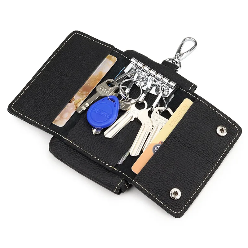 

Unisex 100% Genuine Leather Coin Purses Men Women Keychain Wallets Key Holder Case Mini Zipper Card Key Wallet New