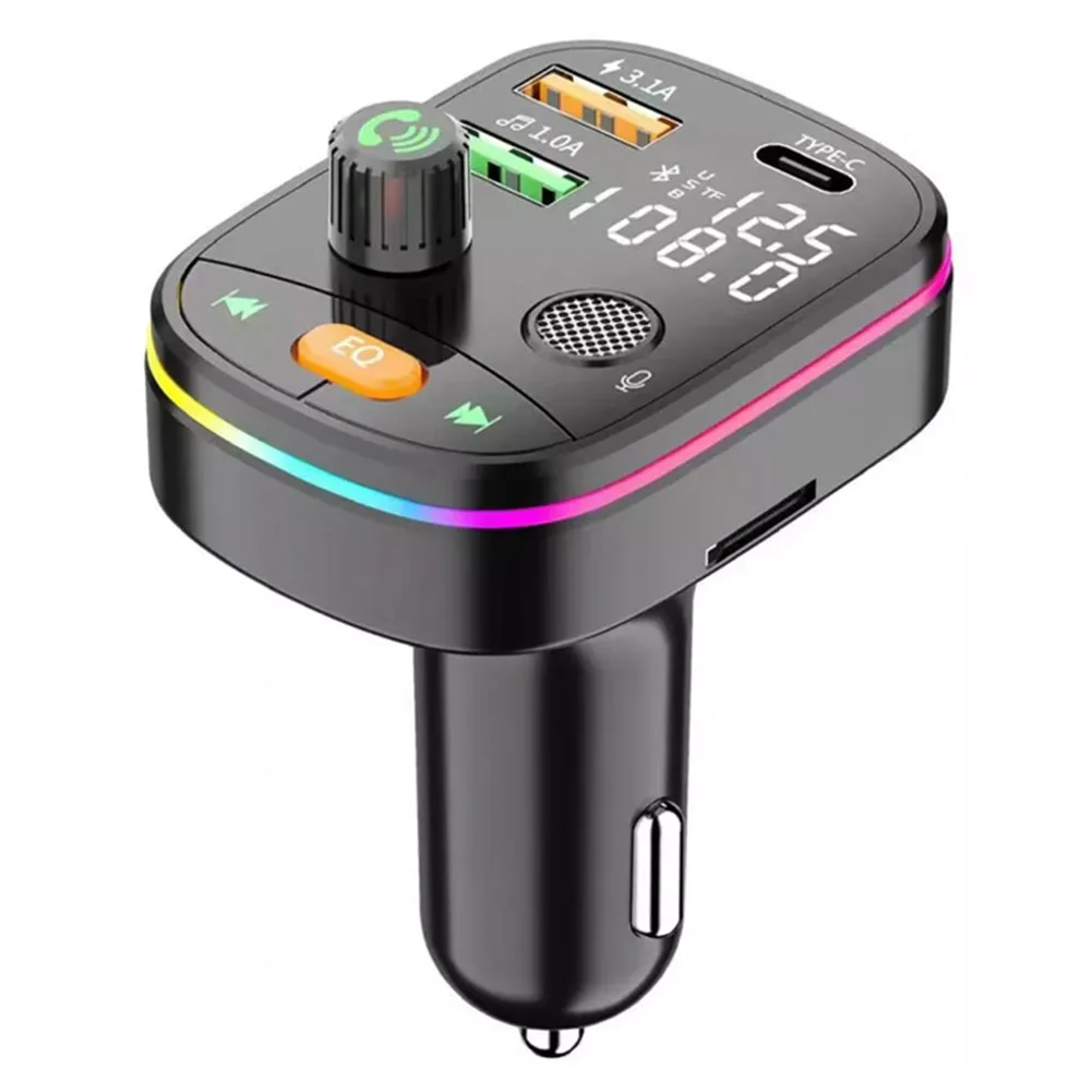 

Brand New Car Charger FM Transmitter Support Ambient Light ​Wireless V5.0 Bluetooth 5.0 Dual USB Fast Charger Hands-Free Calls