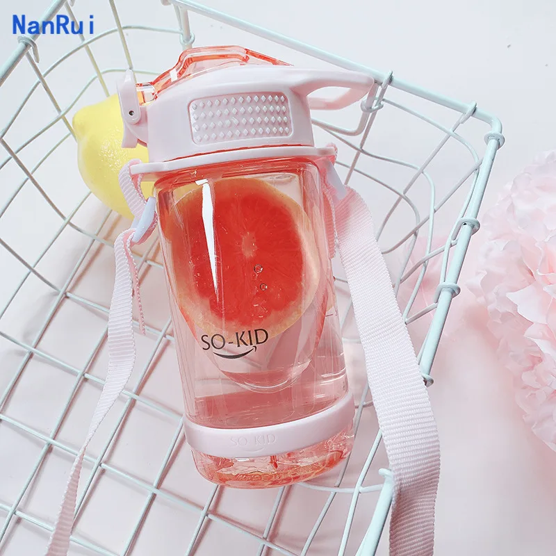 

Cute Plastic Water Bottle Straw Cup for Drinking Portable Sport Tea Coffee Cup Student Couple Outdoor Sports Cup Kitchen Tools