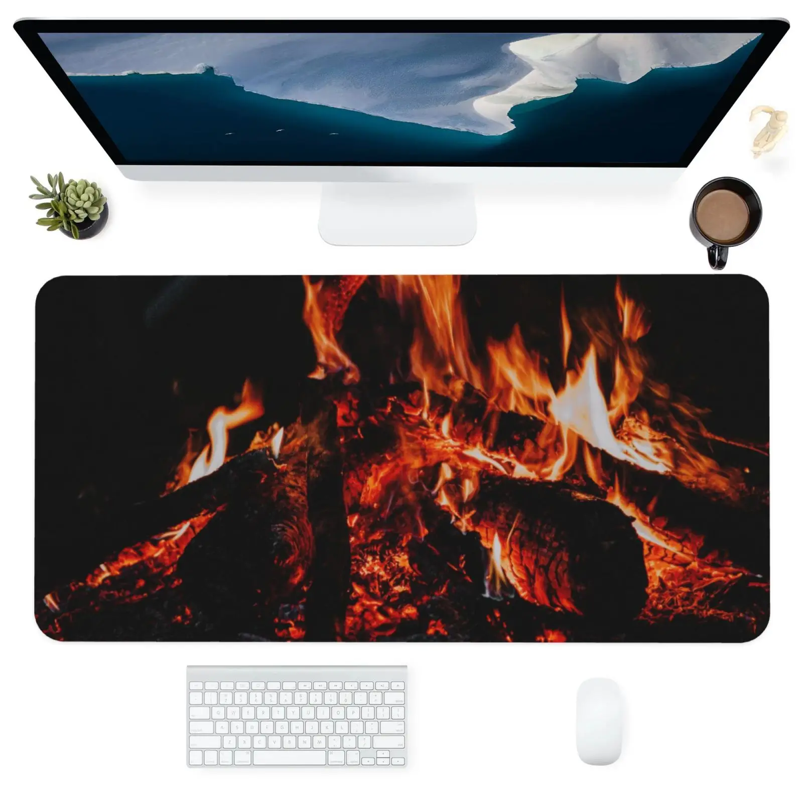

Mouse Pad Computer Office Supplies Accessories Square Dustproof Customized Mat Desk Pads Flame Torch Festival Bonfire Party XXL