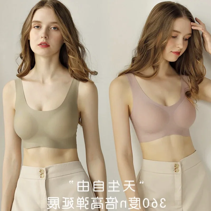 

Бесшовный сексуальный бюстгальтер для женщин, спортивное женское нижнее белье с защитой от провисания, без стальных колец, тонкий красивый ...