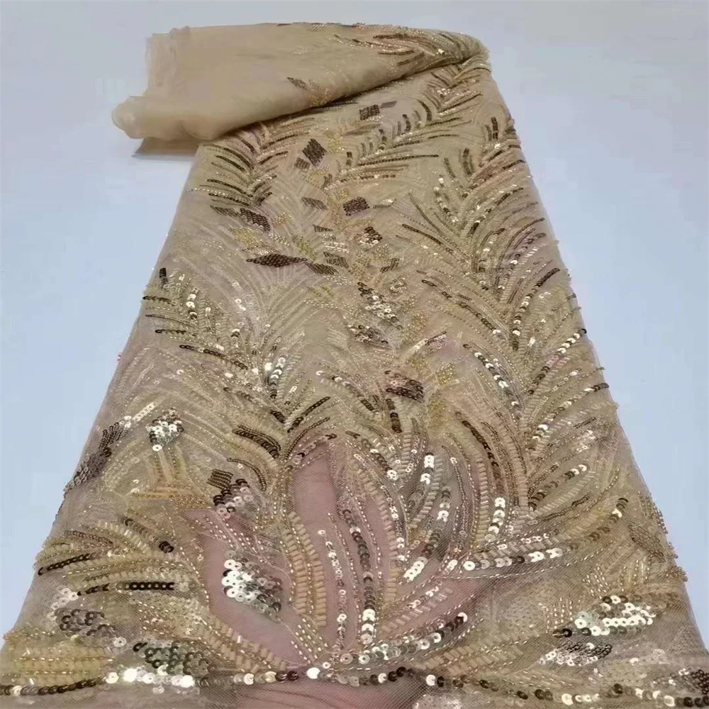 

Блестки африканская французская кружевная ткань 2022 высококачественный тюль кружевной материал из бисера для свадебного платья в нигерийском стиле строчки