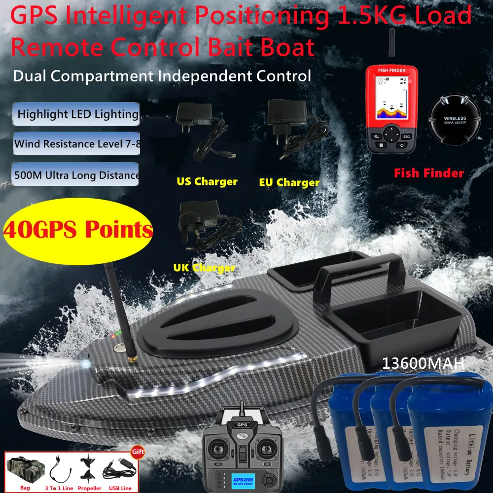 

Лодка Рыболовная с GPS-позиционированием, 53 см, 40 дюймов, 500 м, ЖК-экран