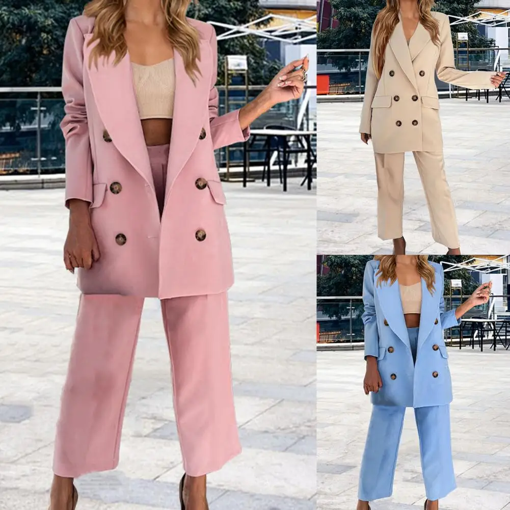 2021 Femme Formal Jacket and Pant Office Ladies Clothing Fall Women's Two Piece Blazer and Pant Set