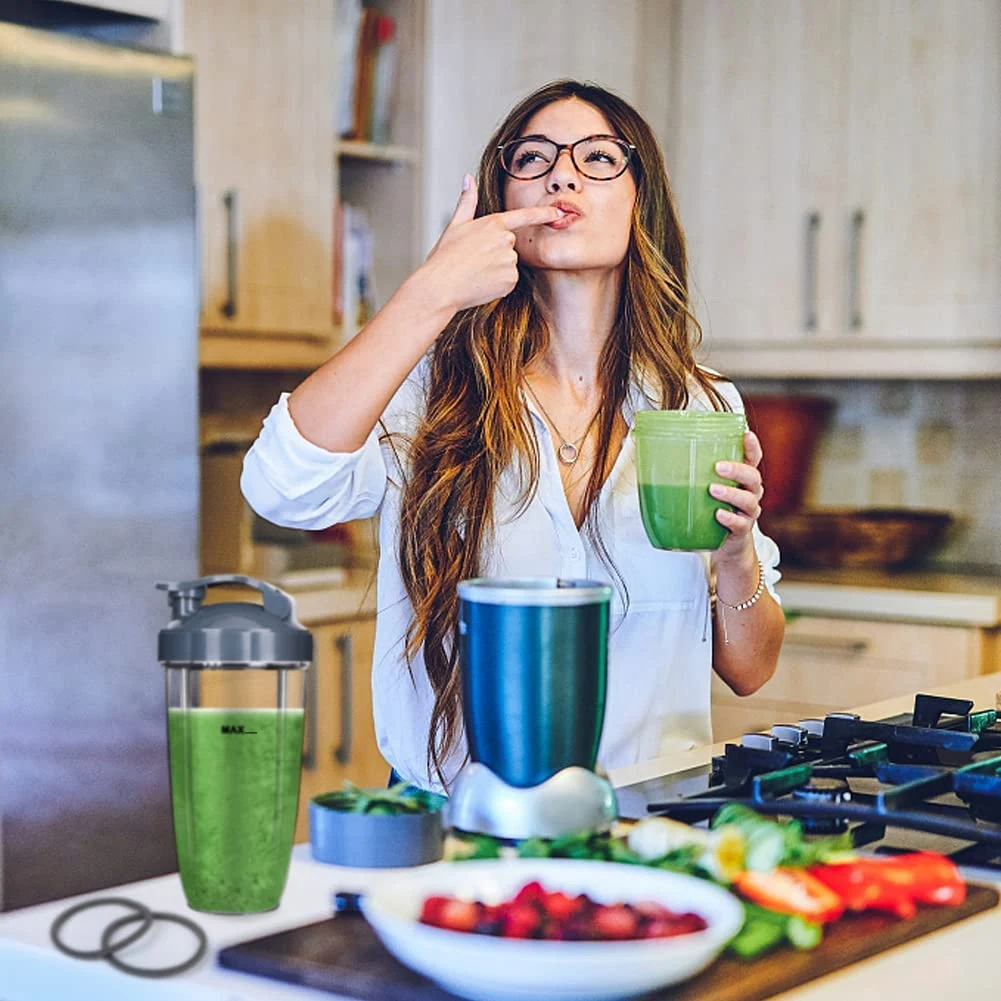 Фото Набор сменных чаш и лезвий M02K для блендера Nutribullet, чашки 24 унции/18 унций, совместим с блендерами Nutribullet 600W/900W. №3