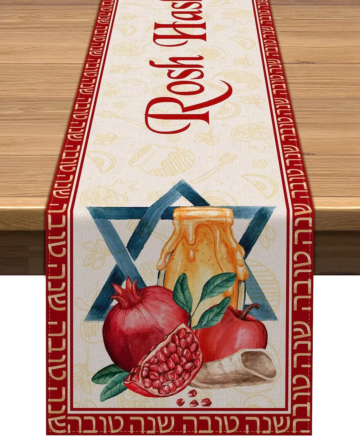 2023 г. Rosh Hashanah настольная дорожка 33x18 3/275 см лен еврейский новый год украшение для