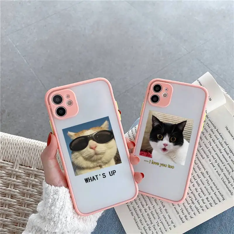 

cute cat funny aesthetics Phone Case matte transparent For iphone 7 8 11 12 13 plus mini x xs xr pro max cover