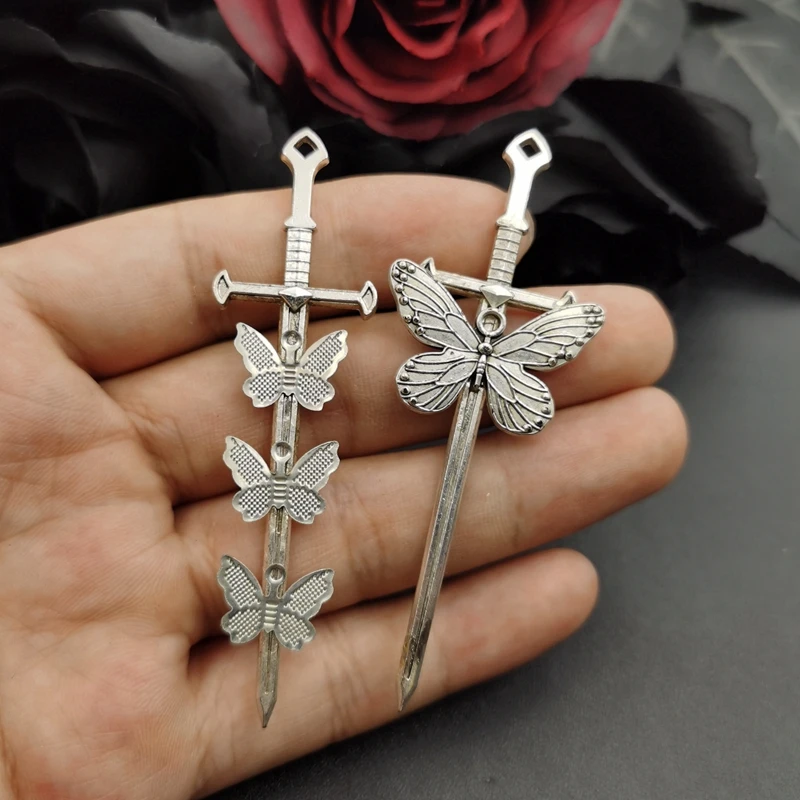 5 шт. 78*28 мм новый сплав Шарм Бабочка Меч Подвески дизайнерские подвески для самостоятельного изготовления ювелирных изделий ювелирные изделия