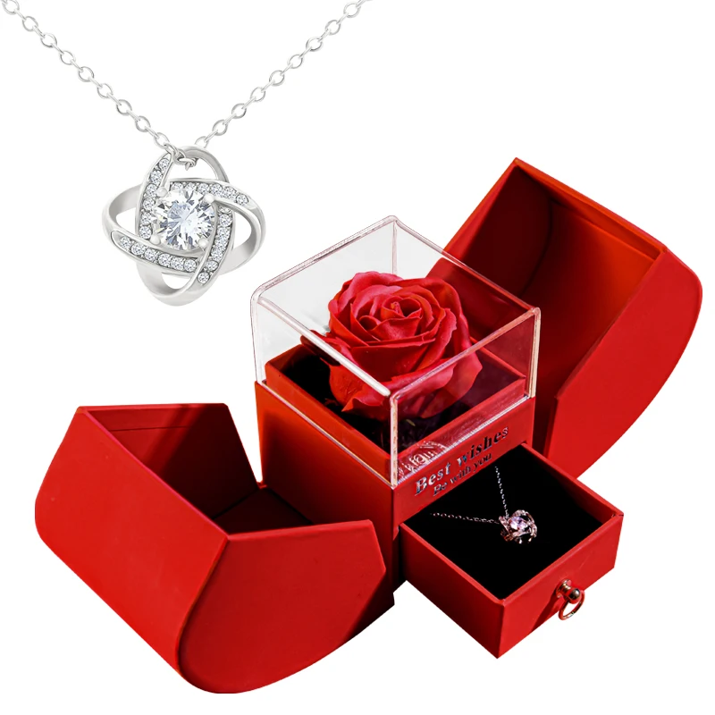 

Подарочная коробка с кулоном вечное мыло Розовое яблоко/с кристаллами ожерелье вечный цветок набор шкатулок для ювелирных изделий подарок на свадьбу День рождения для девушки