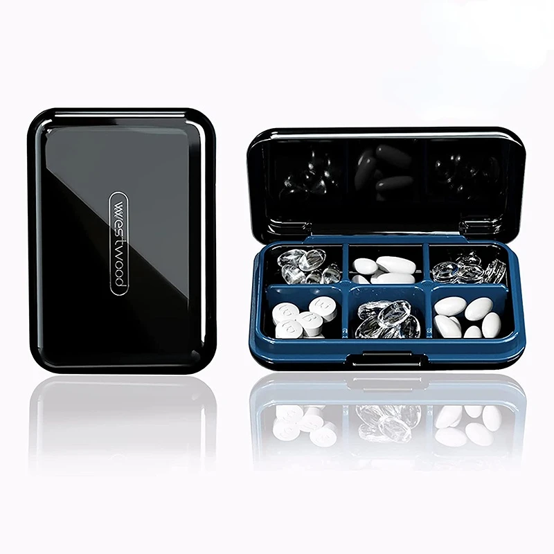 

6 Grids Waterproof Medicine Small Pill Box Vitamins Container Travel Pill Case Storage Capsules Tablets Fish Oils Plastic Box