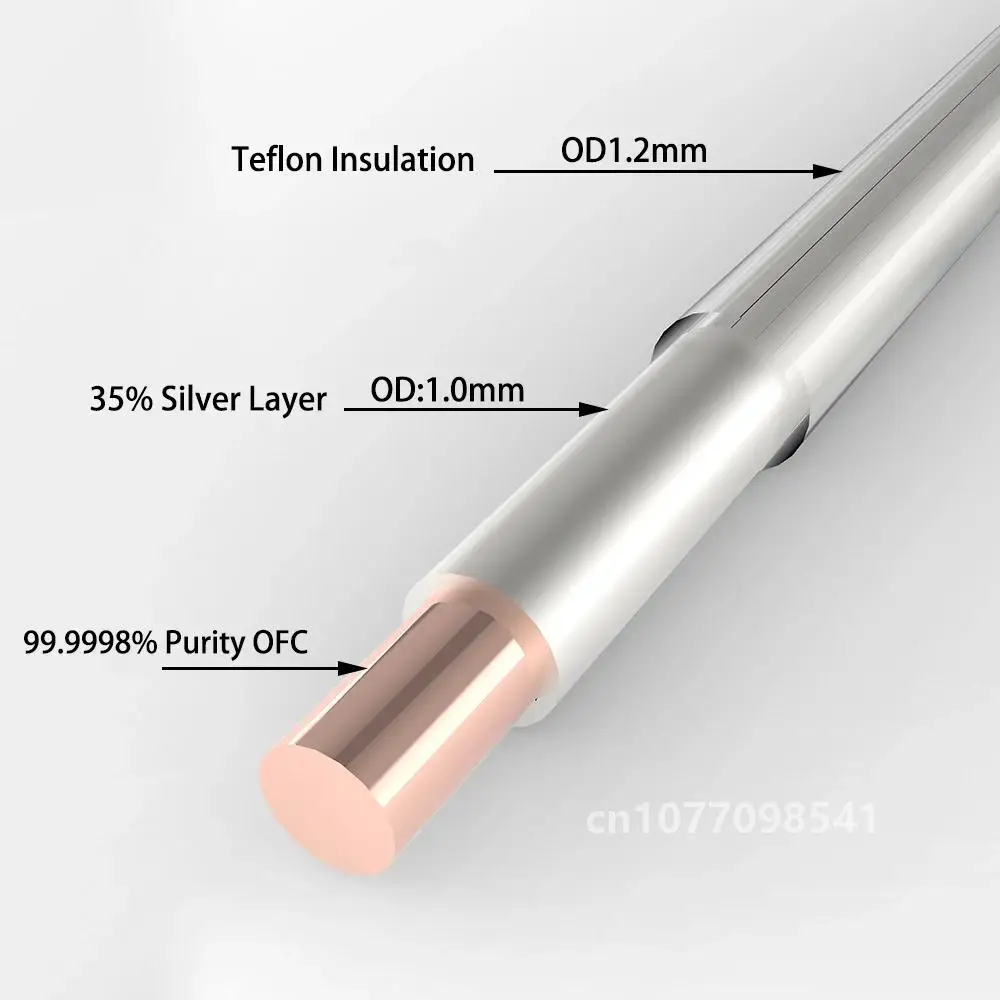 Высокочистий 5N Кристалл Медь Посеребренный кабель 99 9998% PTEF