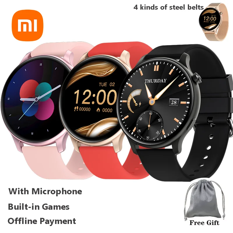 

Смарт-часы Xiaomi Mijia для мужчин и женщин, тонкий дизайн, автономный платеж, Bluetooth-вызов с микрофоном, встроенные игры, спортивные часы