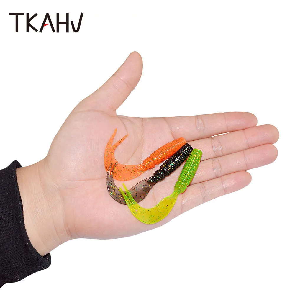 

TKAHV 10 PCS 75mm 3.3g Lifelike Forked Tail Shiner Soft Fishing Lure Worm Bait Artificial Silicone Grub Bass Maggot Swimbait
