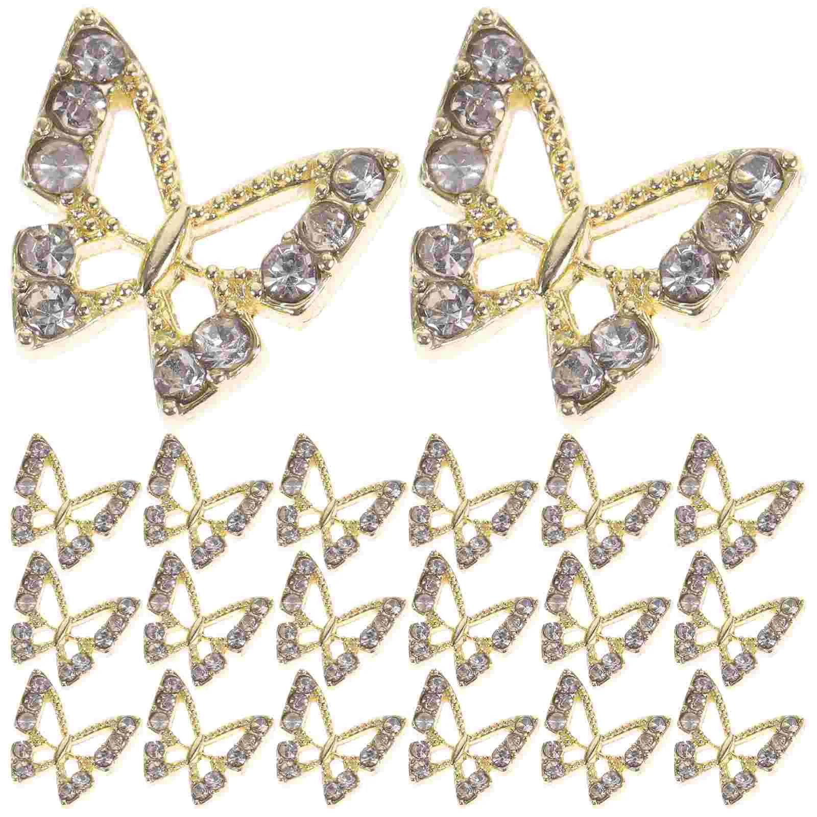 

20 Pcs Nail Butterfly Ornaments Crystal Gems Women Manicure Supplies Charm DIY Charms Alloy Christmas Embellishments