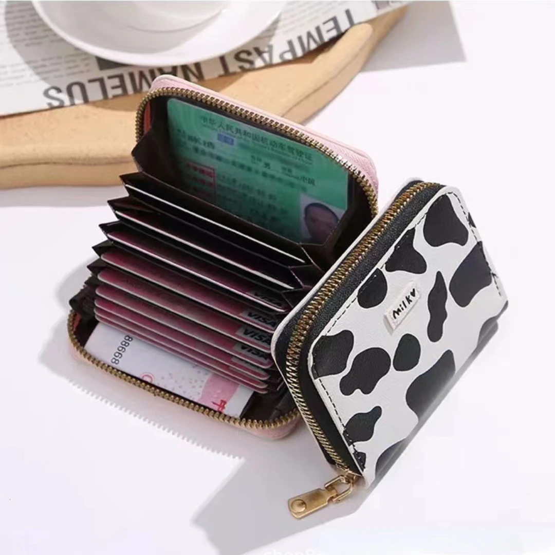 

Cute Cow Pattern Coin Purse for Women Girls Card Wallet PU Leather Students Pocket Zipper Key Bag Cartoon Handbags Card Holder