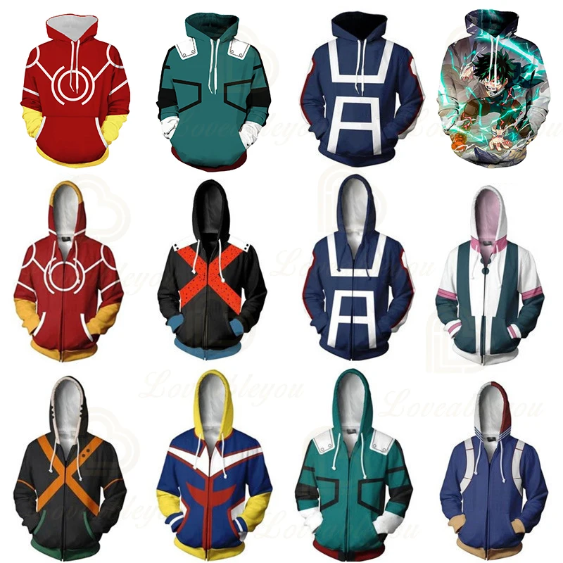 

Zipper hoodie my Hero Academy 3D digital print hoodie with hood jumper sweatshirt hoodie