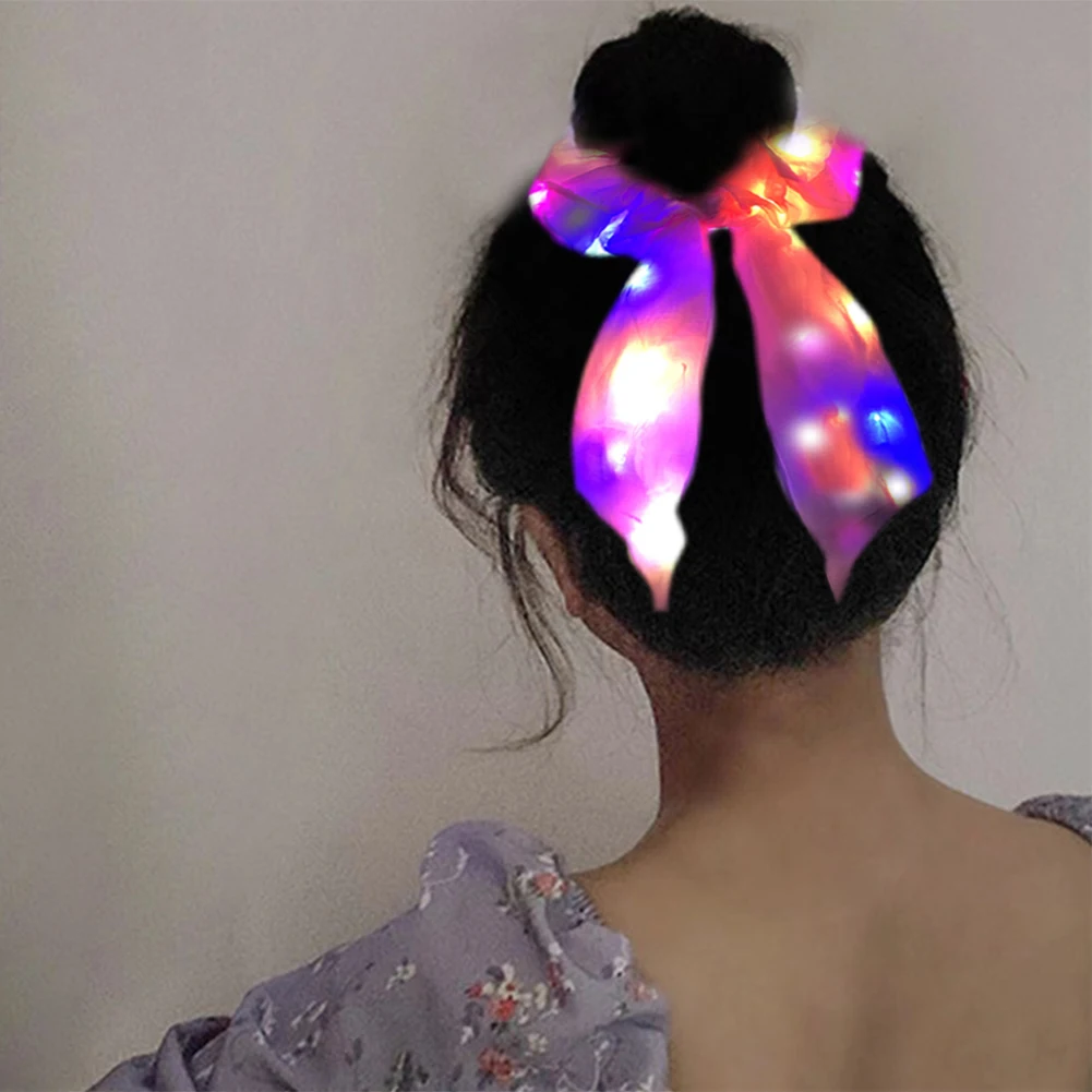 

LED Hair Tie Ribbon Hair Tie Luminous Hair Tie Colorful Hair Tie Headdress Fashion Hair Accessories Hair Accessories Hair Rope
