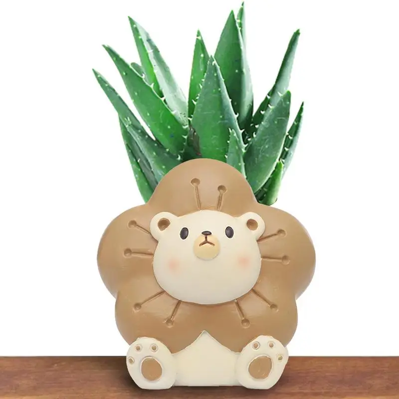 

Succulent Planter Pot Cartoon Animal Indoor Flower Pot Small Succulent Planters With Drainage Hole Resin Desk Decor For Flower &