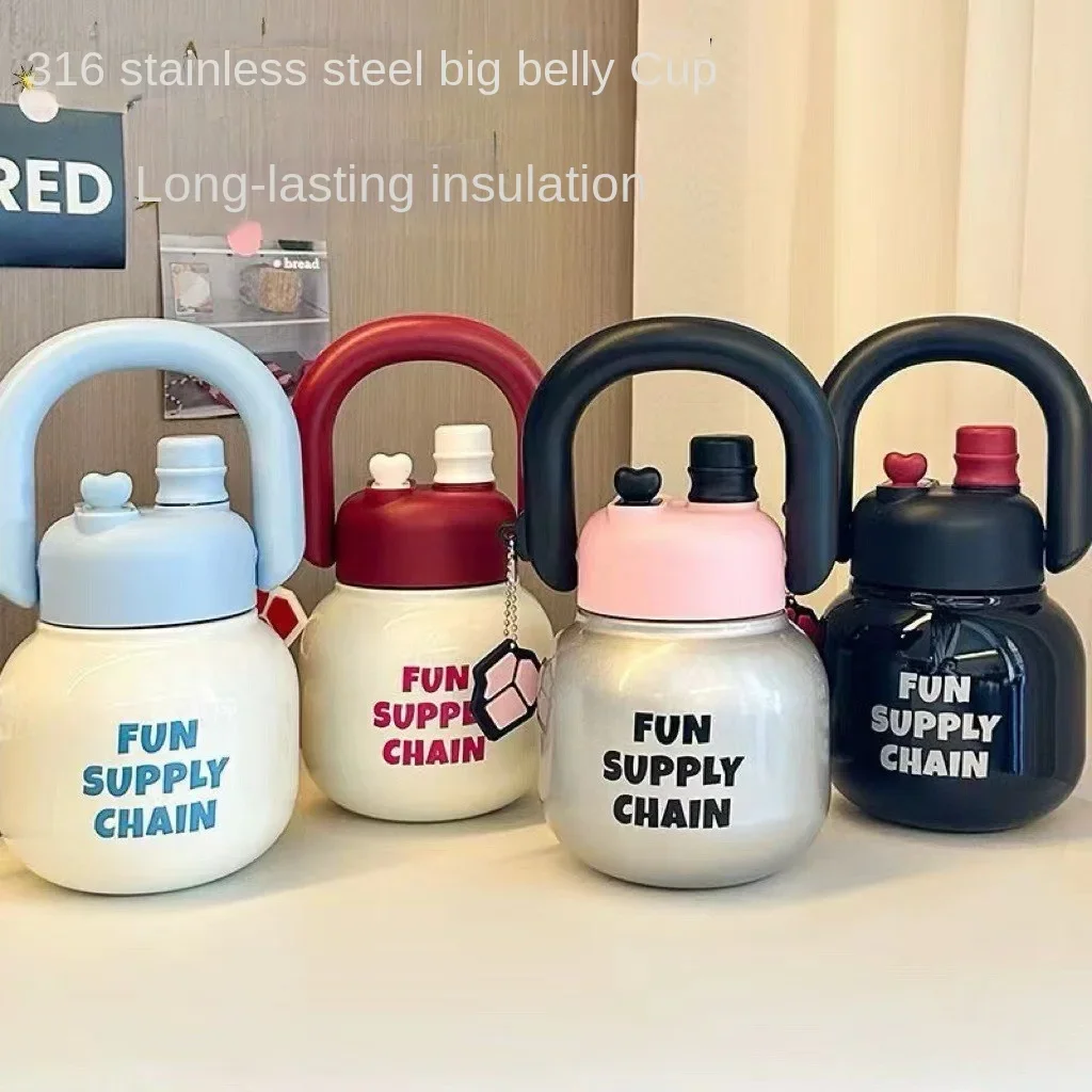 Новинка 2024 большая Изолированная чашка с животом для воды из нержавеющей стали 316