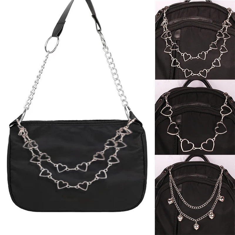 

Decoration 2 Layers Love Heart Bag Chain Metal Chain For Bag accessories DIY replacement Chain For Handbag Shoulder Bag Strap
