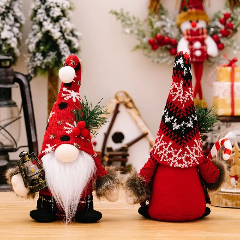 

Knitted Christmas Crutch Doll Creative European Non-woven Faceless Elf Doll Oil Lamp Crutch Dwarf Doll Ornaments Desktop