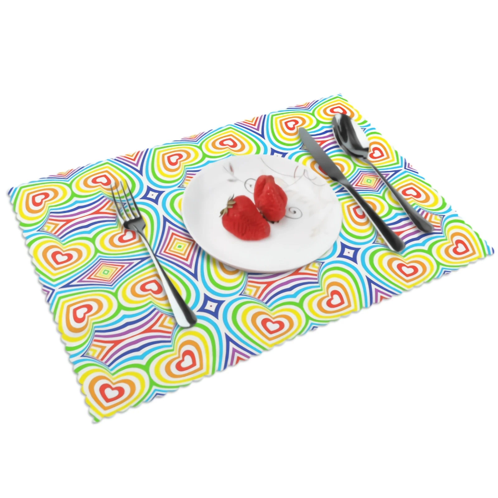 

Colorful Rainbow Placemats for Dining Table Set of 4 Heat Resistant Washable Place Mat Love Whirlpool Polyester Kitchen One Size