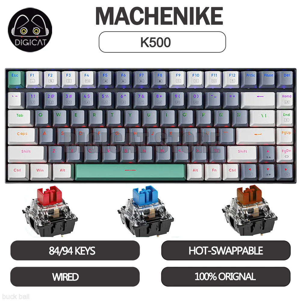 

Machenike K500 Mechanical Gamer Keyboard 84 94 Key Wired Keyboard RGB Light PBT Keycap Computer Gaming Keyboard For Win/Mac Gift