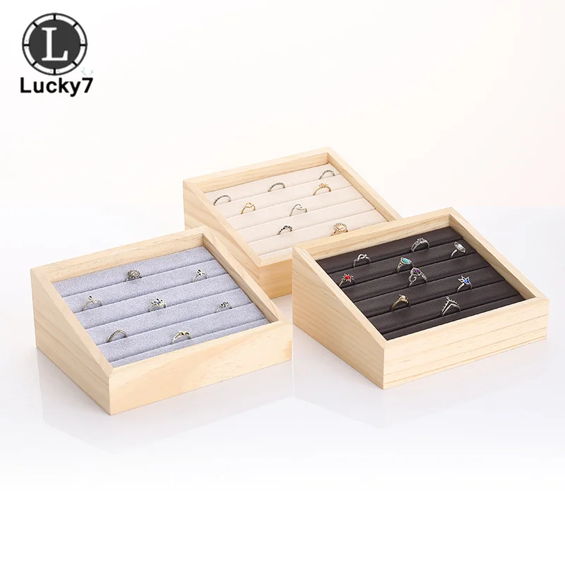 

Bamboo Wood Ring Display Stand Jewelry Holder Jewlery Organizer Organza Jewelry Boxes and Packaging For Pendant and Necklace