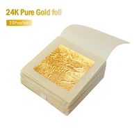 10pcs 24k gold foil edible gold leaf sheets for diy cake decoration arts crafts gilding design paper gift wrapping scrapbooking